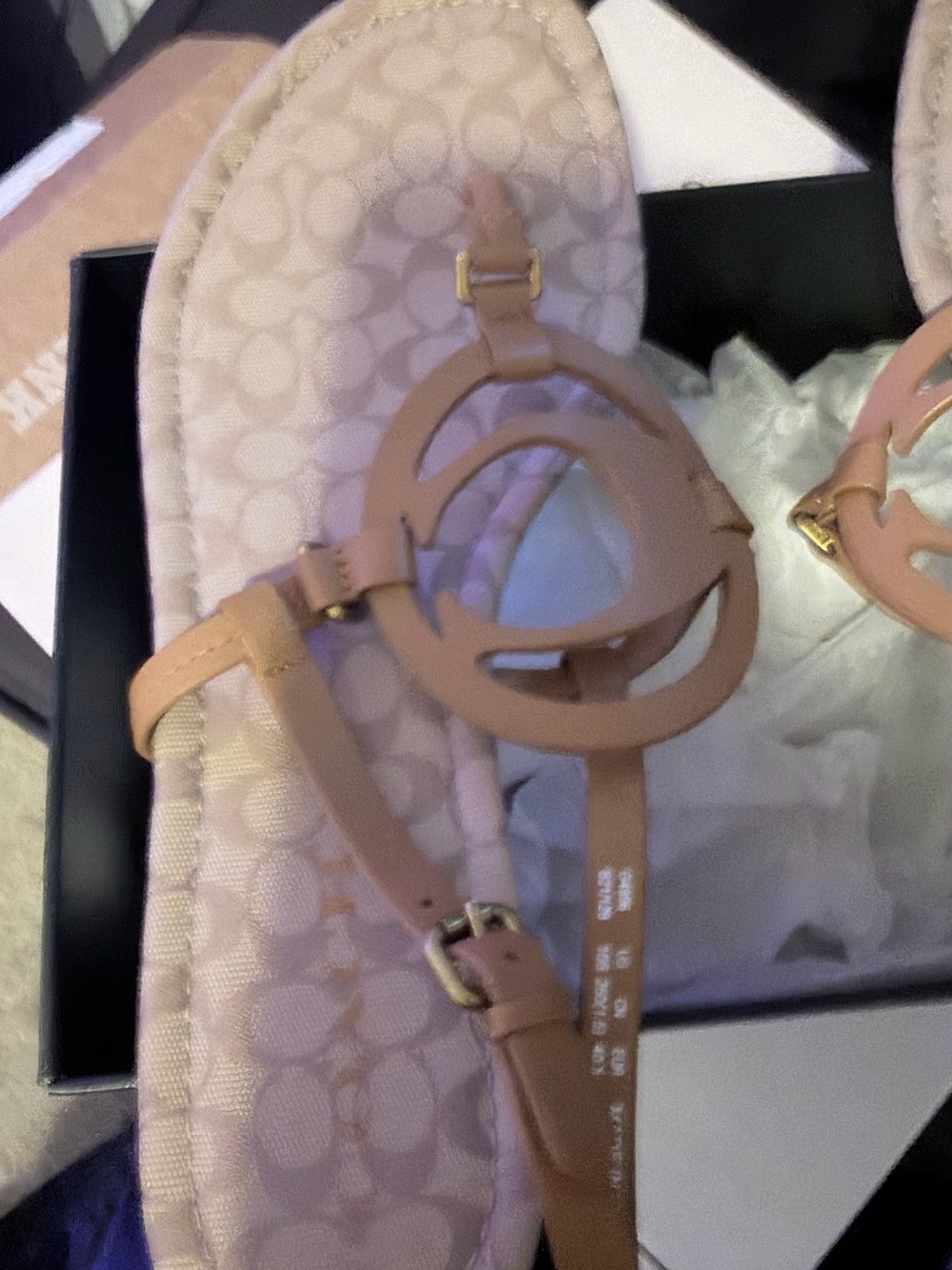 Coach Pink Circular Logo Toe-Ring Sandals